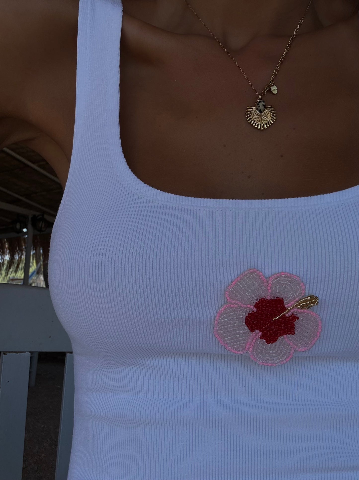 Hibiscus Beaded Tank